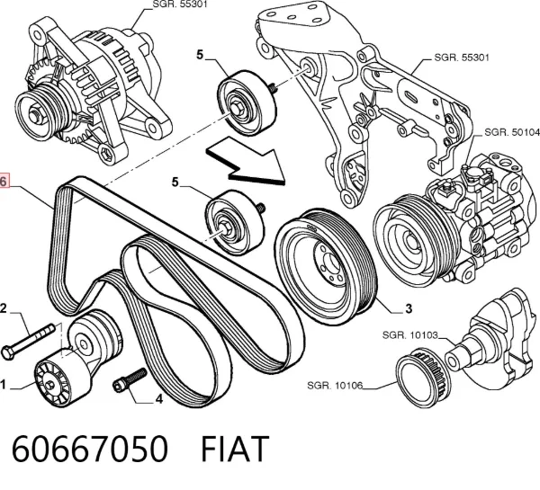 Ремінь генератора 60667050 Fiat/Alfa/Lancia