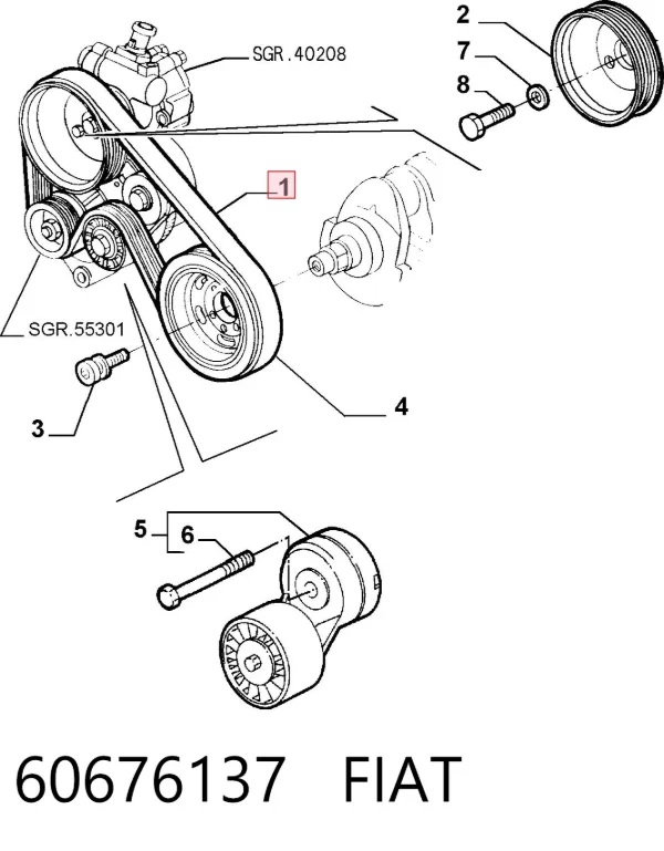 Ремінь генератора 60676137 Fiat/Alfa/Lancia