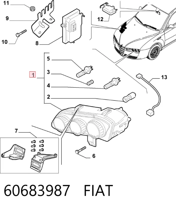 Фара права 60683987 Fiat/Alfa/Lancia