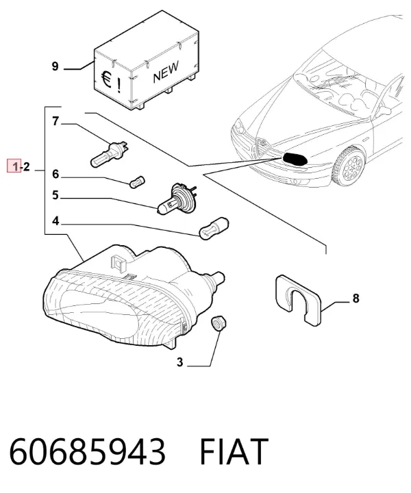 Фара ліва 60685943 Fiat/Alfa/Lancia