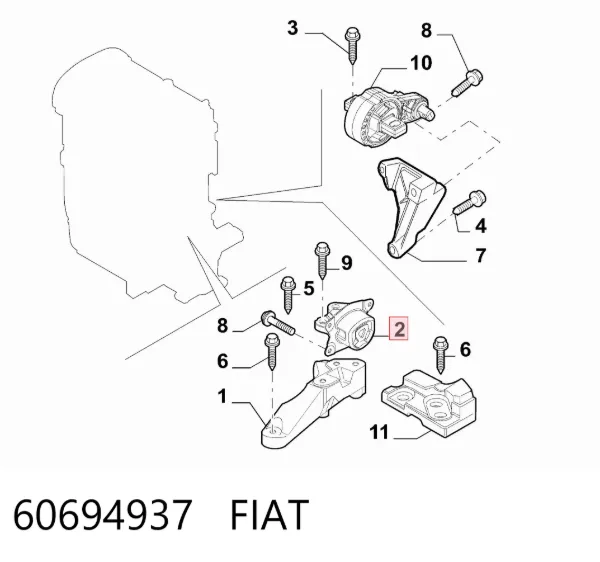 Подушка (опора) двигуна, ліва 60694937 Fiat/Alfa/Lancia