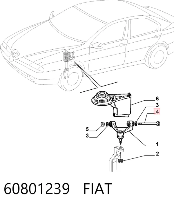 Болт переднього важеля, верхнього 60801239 Fiat/Alfa/Lancia