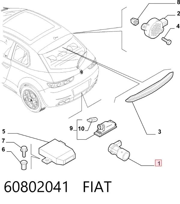 Датчик сигналізації паркування (парктронік), задній 60802041 Fiat/Alfa/Lancia