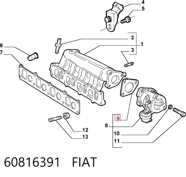 Прокладка впускного колектора 60816391 Fiat/Alfa/Lancia