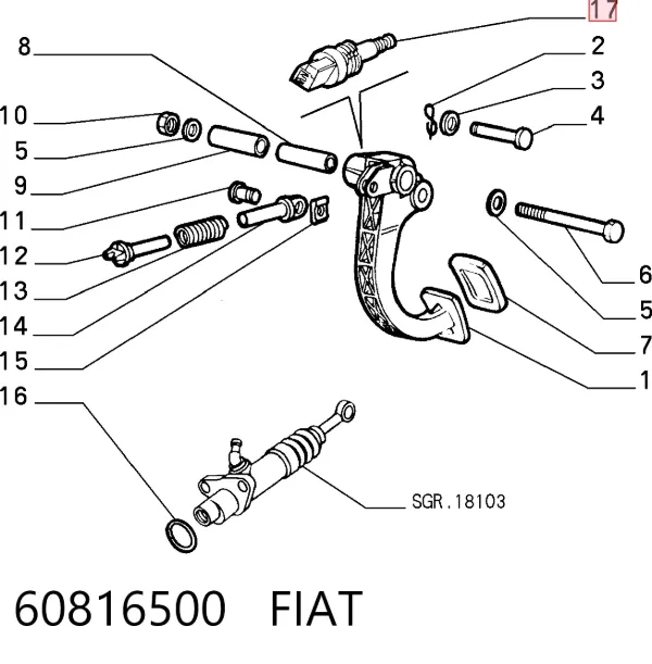 Датчик положення педалі зчеплення 60816500 Fiat/Alfa/Lancia