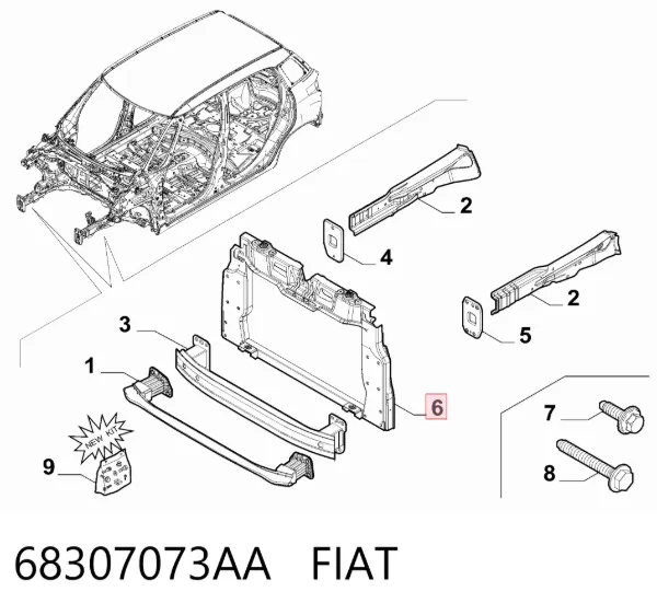 Рамка радіатора 68307073AA Fiat/Alfa/Lancia