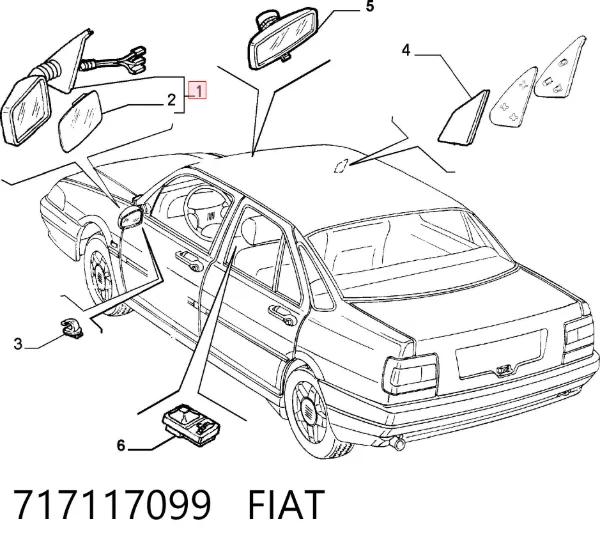 Дзеркало праве 717117099 Fiat/Alfa/Lancia