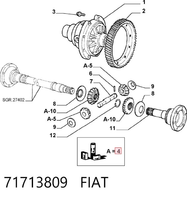 Набір сателітів редуктора заднього моста 71713809 Fiat/Alfa/Lancia