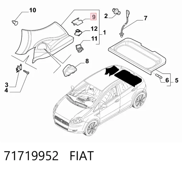 Кліпса полиці салону 71719952 Fiat/Alfa/Lancia