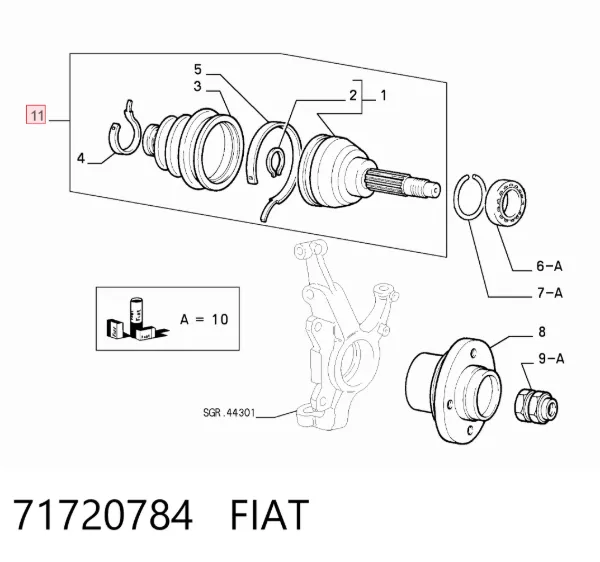 ШРУС зовнішній передній 71720784 Fiat/Alfa/Lancia