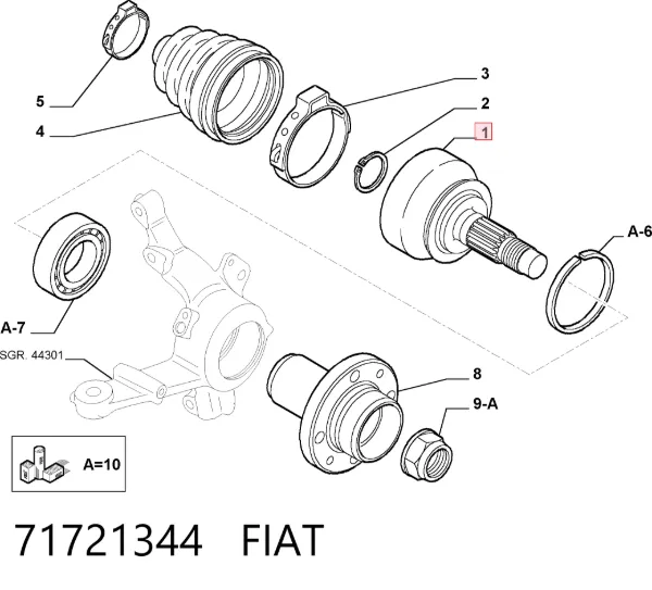 ШРУС зовнішній передній 71721344 Fiat/Alfa/Lancia