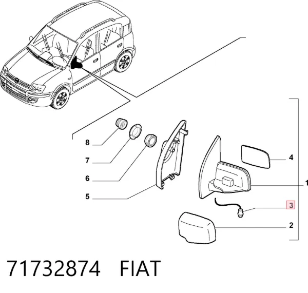 Ліве бокове дзеркало 71732874 Fiat/Alfa/Lancia