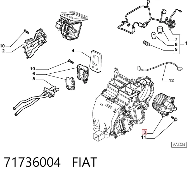 Вентилятора пічки 71736004 Fiat/Alfa/Lancia