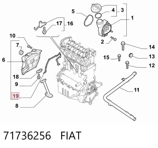 Прокладка передньої кришки двигуна 71736256 Fiat/Alfa/Lancia