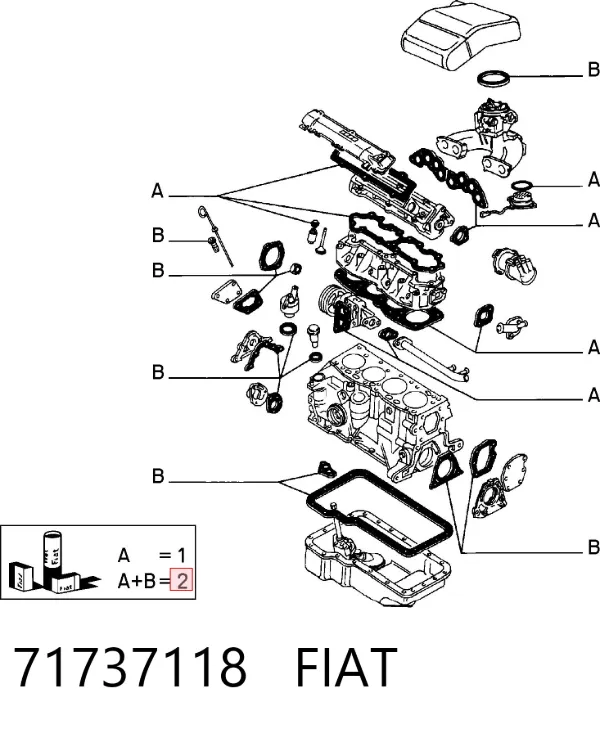 Комплект прокладок 71737118 Fiat/Alfa/Lancia