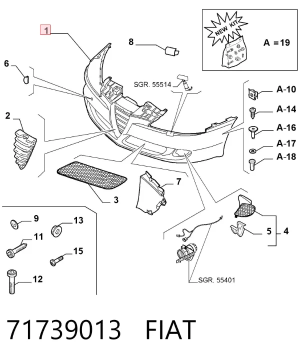 Передній бампер 71739013 Fiat/Alfa/Lancia