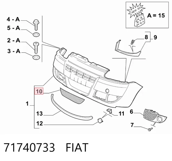 Решітка переднього бампера 71740733 Fiat/Alfa/Lancia