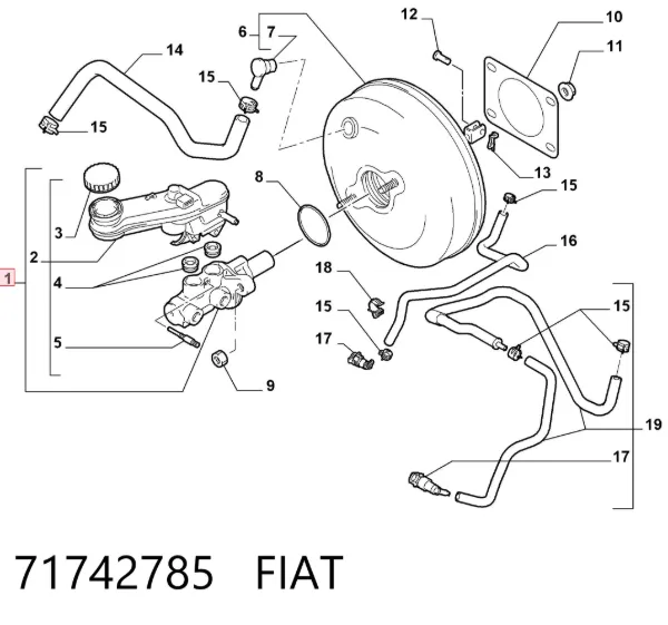 Головний гальмівний циліндр 71742785 Fiat/Alfa/Lancia