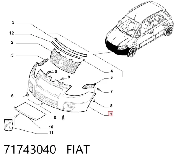 Передній бампер 71743040 Fiat/Alfa/Lancia