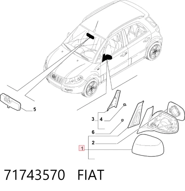 Дзеркало праве 71743570 Fiat/Alfa/Lancia