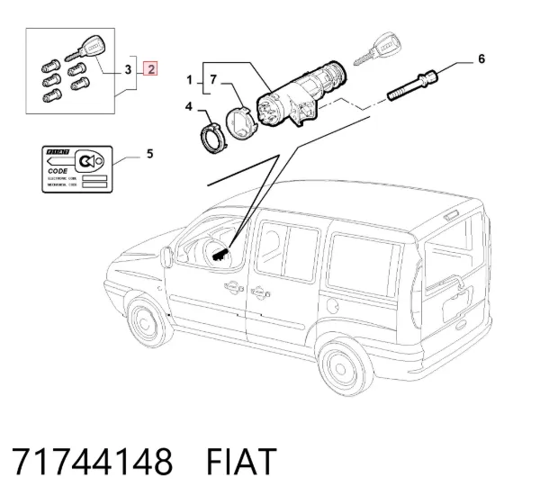Личинки замків 71744148 Fiat/Alfa/Lancia