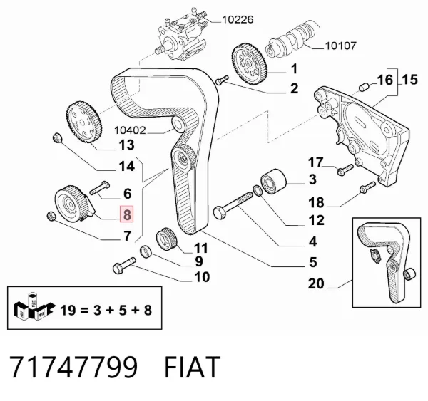 Ролик натягувача ременя ГРМ 71747799 Fiat/Alfa/Lancia
