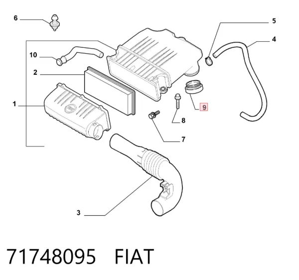 Кільце патрубка виходу з корпусу повітряного фільтра 71748095 Fiat/Alfa/Lancia