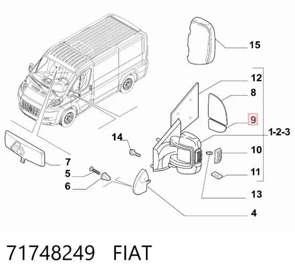 Дзеркальний елемент дзеркала заднього виду, правого 71748249 Fiat/Alfa/Lancia
