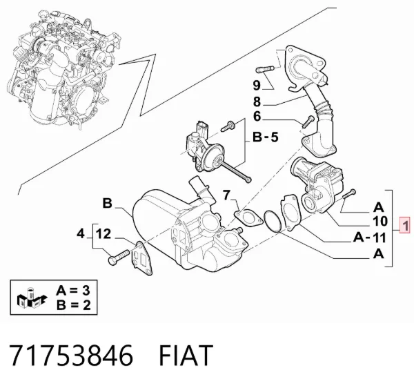 Клапан ЄГР 71753846 Fiat/Alfa/Lancia