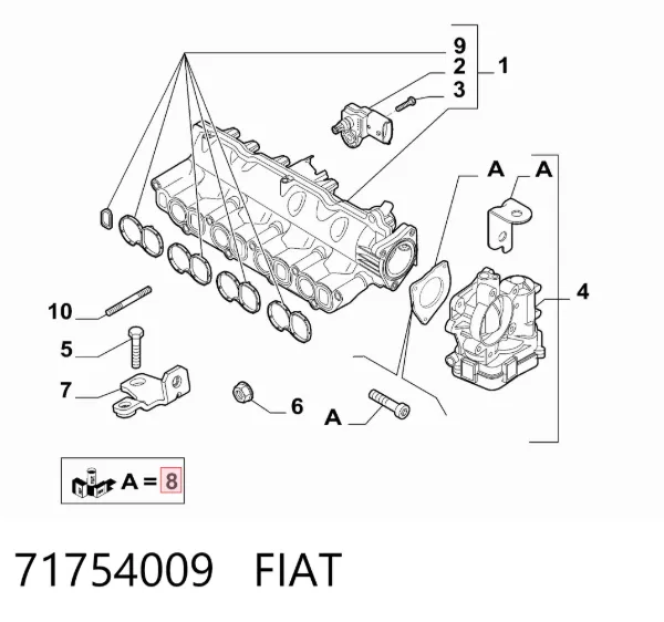 Прокладка впускного колектора 71754009 Fiat/Alfa/Lancia