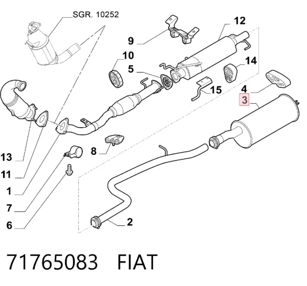 Глушник, задня частина 71765083 Fiat/Alfa/Lancia