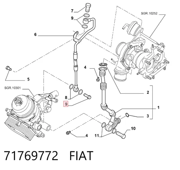 Болт трубки турбіни подачі масла 71769772 Fiat/Alfa/Lancia