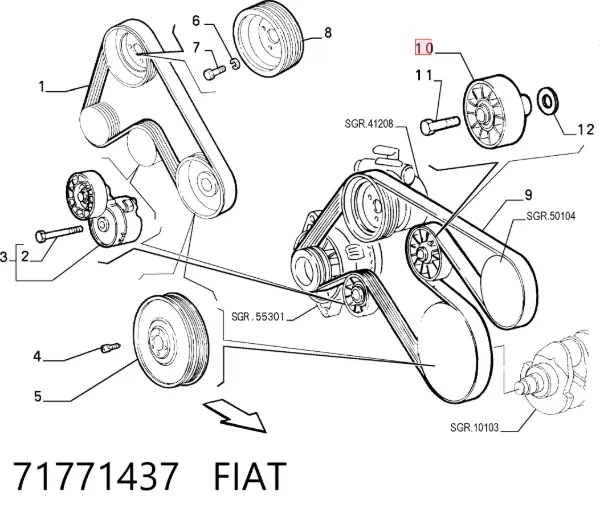 Ролик приводного ременя, паразитний 71771437 Fiat/Alfa/Lancia