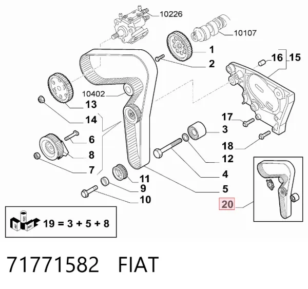 Комплект ГРМ 71771582 Fiat/Alfa/Lancia