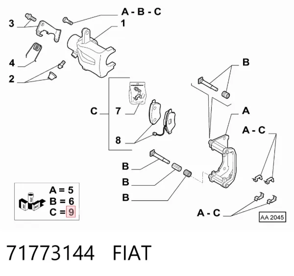 Задні гальмівні колодки 71773144 Fiat/Alfa/Lancia