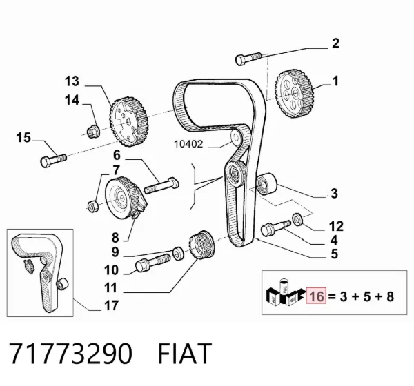 Комплект ГРМ 71773290 Fiat/Alfa/Lancia