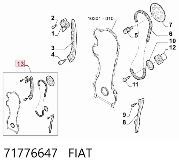 Комплект ланцюга ГРМ 71776647 Fiat/Alfa/Lancia