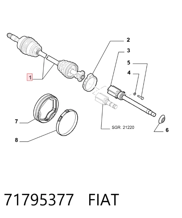 Ліва піввісь 71795377 Fiat/Alfa/Lancia