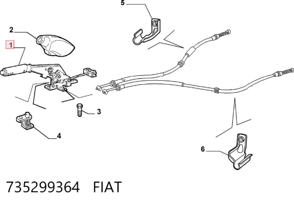 Важіль ручного гальма 735299364 Fiat/Alfa/Lancia