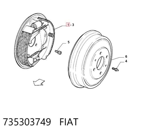 Диск опорний, заднього гальм. барабана, правий 735303749 Fiat/Alfa/Lancia