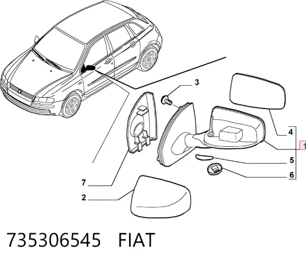 Дзеркало праве 735306545 Fiat/Alfa/Lancia