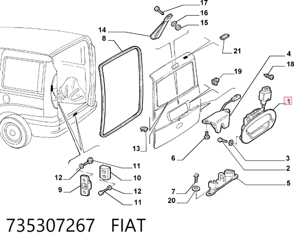 Ручка 5-й (3-й) двері зовнішня 735307267 Fiat/Alfa/Lancia