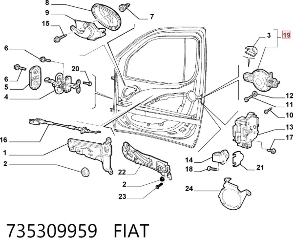 Ручка передньої двері зовнішня права 735309959 Fiat/Alfa/Lancia