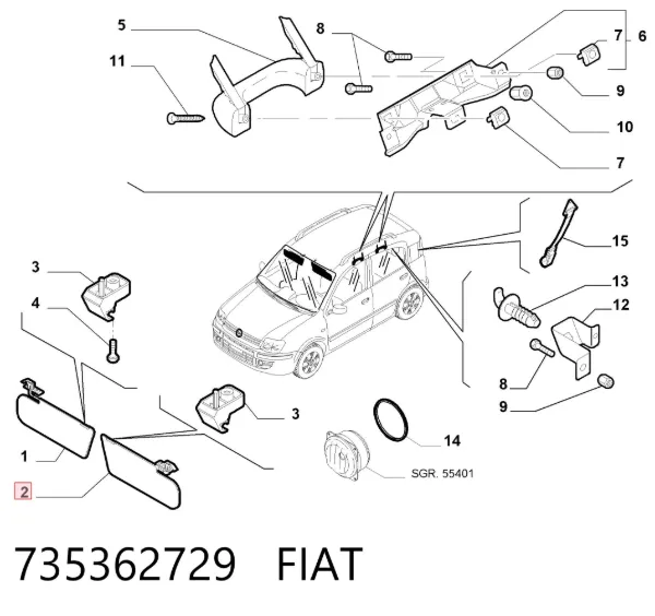 Сонцезахисний козирок Fiat Panda II