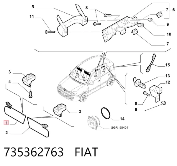 Сонцезахисний козирок 735362763 Fiat/Alfa/Lancia
