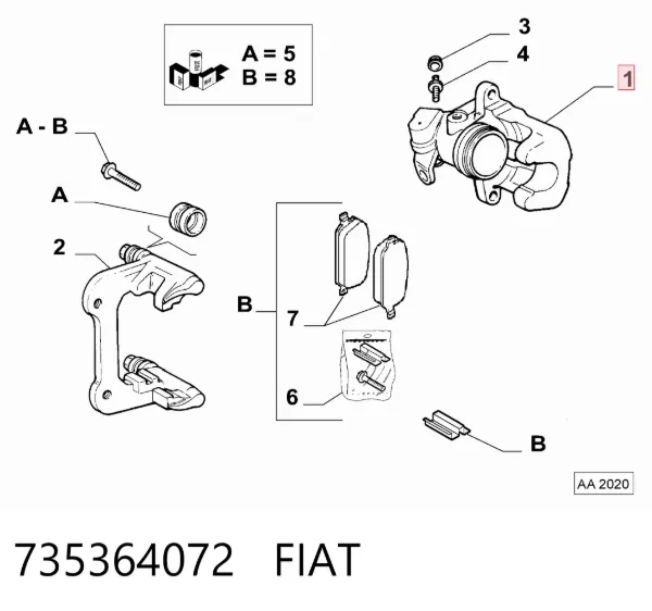 Супорт задній правий 735364072 Fiat/Alfa/Lancia