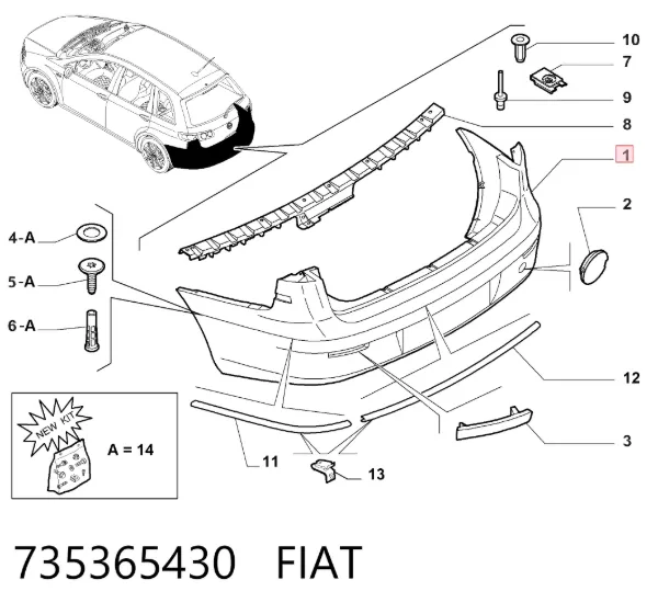 Задній бампер Fiat Croma II
