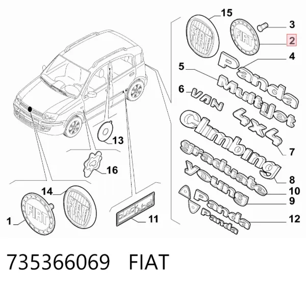 Емблема кришки багажника 735366069 Fiat/Alfa/Lancia