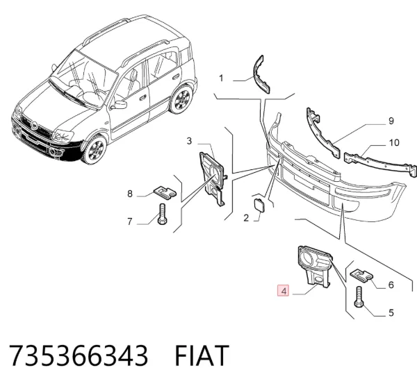 Решітка переднього бампера, ліва 735366343 Fiat/Alfa/Lancia
