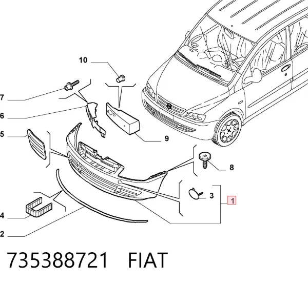 Передній бампер 735388721 Fiat/Alfa/Lancia